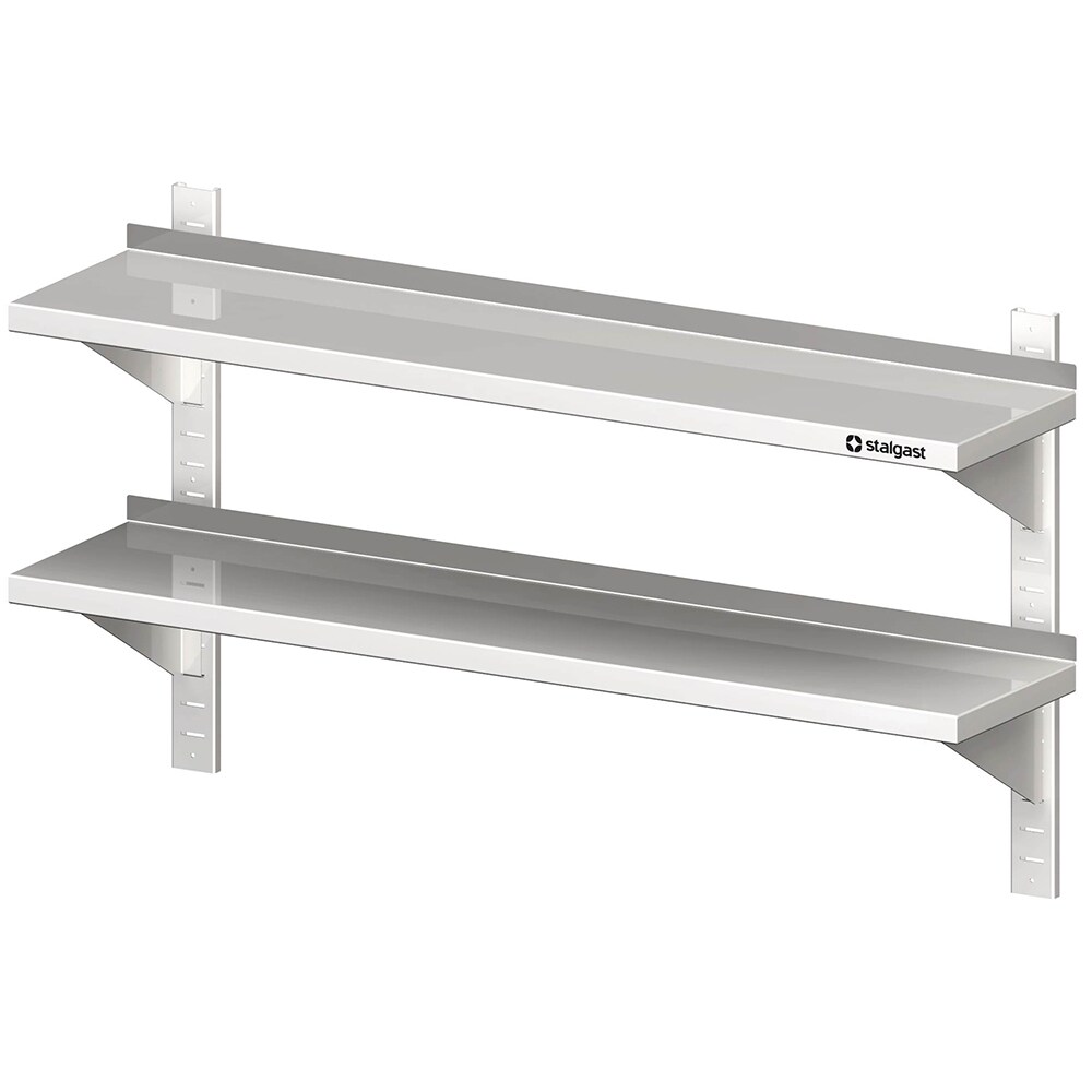 Stalgast Edelstahl Doppel-Wandbord mit Konsolen, und Wandschienen, 1000x400x660 mm, höhenverstellbar, verschweißt Image