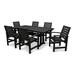 POLYWOOD® Signature 7-Piece Farmhouse Outdoor Dining Set w/ Trestle Legs Plastic in Black | 29 H x 72.25 W x 37.75 D in | Wayfair PWS333-1-BL