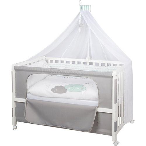 Beistell- und Kinderbett komplett, 60 x 120 cm, Room Bed Happy Cloud, mint/weiß