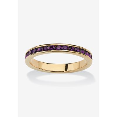 Yellow Gold Plated Simulated Birthstone Eternity Ring by PalmBeach Jewelry in February (Size 9)