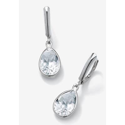 Sterling Silver Drop Earrings Pear Cut Simulated Birthstones by PalmBeach Jewelry in April