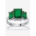 Sterling Silver 3 Square Simulated Birthstone Ring by PalmBeach Jewelry in May (Size 9)