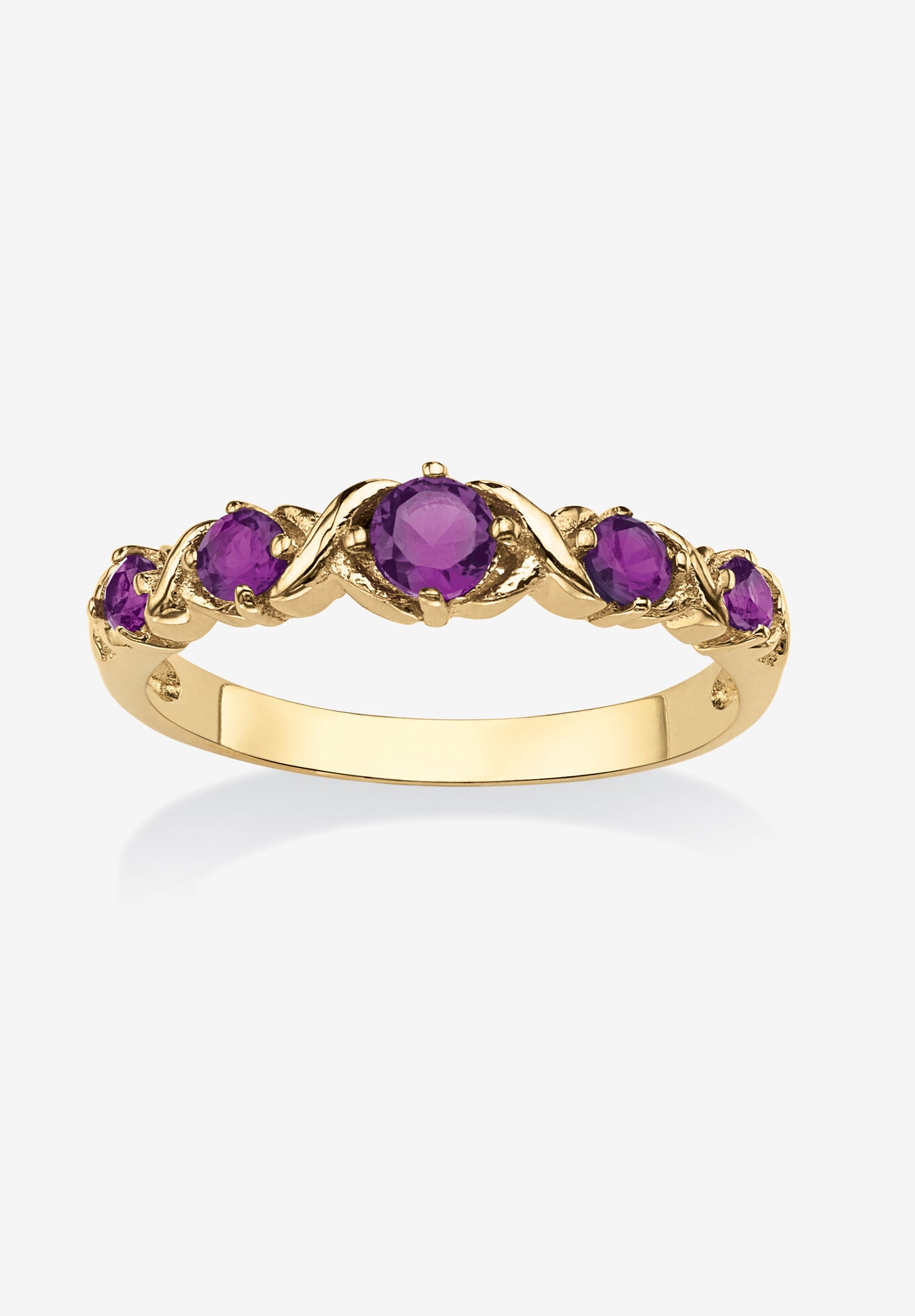Women's Yellow Gold-Plated Simulated Birthstone Ring by PalmBeach Jewelry in February (Size 9)