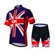 JPOJPO Men's UK Country Cycling Jersey Set Bike Short Sleeve +5D Padded Shorts Summer Quick-dry S-3XL