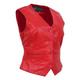 Womens Soft Leather Waistcoat Slim Fit Vest Classic Gilet Black Brown Red Tan - Katy (Red, 12)