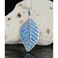 Kanishka Women's Necklaces Silver - Blue Lab-Created Opal & Sterling Silver Leaf Pendant Necklace