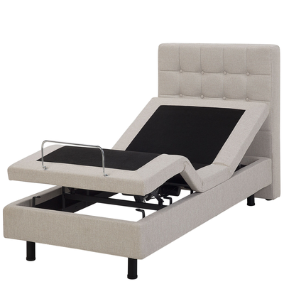 Plattform Bett Beige 80 x 200 cm Elektrisch Praktisch mit Fernbedienung Verstellbar Bequeme Sitzstellung Schlafzimmer Ki