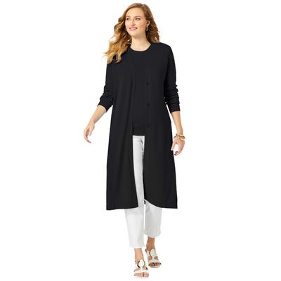 Plus Size Women's Fine Gauge Duster Cardigan by Jessica London in Black (Size 18/20) Cardigan Sweater
