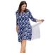 Plus Size Women's Madison 3/4 Sleeve Dress by ellos in Navy Periwinkle Floral (Size 4X)