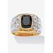 Men's Big & Tall 18K Gold Over Sterling Silver Cubic Zirconia and Onyx Ring by PalmBeach Jewelry in Gold (Size 14)