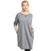 Plus Size Women's French Terry Tunic Dress by ellos in Medium Heather Grey (Size 1X)