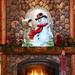 Designocracy Seasons-Greetings Snowman Wall & Door Hanger Wood in Brown | 24 H x 18 W x 1 D in | Wayfair 8461038H-1421