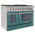 Kucht Pro-Style 48 in. 6.7 cu. ft. 8-Burner Freestanding Double Oven Gas Range, Stainless Steel in Green/White | 40 H x 48 W x 28.875 D in | Wayfair