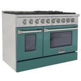 Kucht Pro-Style 48 in. 6.7 cu. ft. 8-Burner Freestanding Double Oven Gas Range, Stainless Steel in Green/White | 40 H x 48 W x 28.875 D in | Wayfair