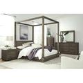 Joss & Main Brooks Solid Wood Low Profile Canopy Bed Wood in Brown/Green | 77 H x 75 W x 94 D in | Wayfair A7EC1F236CA642C6919AAA647258408B