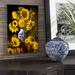 East Urban Home 'Sunflowers in Blue & White Chinese Vase' Graphic Art Print Canvas/Metal in Blue/Yellow | 40 H x 26 W x 1.5 D in | Wayfair