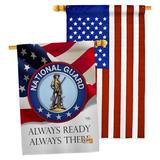 Breeze Decor 2 Piece National Guard Impressions Decorative 2-Sided Polyester 40 x 28 in. House Flag Set in Blue/Gray/Red | 40 H x 28 W in | Wayfair