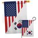 Breeze Decor American Korea Friendship - Impressions Decorative 2-Sided 40 x 40 in. Polyester Flag Set in Blue/Gray | 40 H x 28 W in | Wayfair