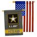 Breeze Decor 2 Piece US Army Veteran Impressions Decorative 2-Sided Polyester 40 x 28 in. House Flag Set in Black | 40 H x 28 W in | Wayfair