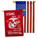 Breeze Decor 2 Piece USMC Impressions Decorative 2-Sided Polyester 40 x 28 in. House Flag Set in Red | 40 H x 28 W in | Wayfair