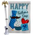 Breeze Decor Happy Father's Day 2-Sided Polyester 40" x 28" in. Flag Set in Blue/Gray | 40 H x 28 W x 4 D in | Wayfair