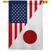 Breeze Decor American Japan Friendship - Impressions Decorative 2-Sided 40 x 40 in. Polyester House Flag in Blue/Gray/Red | 40 H x 28 W in | Wayfair