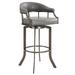 Brayden Studio® Quarryville Swivel Faux Leather Bar & Counter Stool w/ Metal Base & Arms Upholstered//Faux leather in Gray/Brown | Wayfair