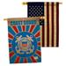 Breeze Decor 2 Piece US Armed Forces Impressions Decorative 2-Sided Polyester 40 x 28 in. House Flag Set in Blue/Brown | 40 H x 28 W in | Wayfair