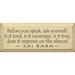 Winston Porter Before You Speak Sai Baba Quote Wall Décor, Solid Wood in Black/Brown | 7 H x 18 W x 1 D in | Wayfair