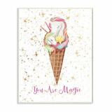 Zoomie Kids Bankston You Are Magic Unicorn Ice Cream Cone Gold Design Wood in Brown | 15 H x 10 W x 0.5 D in | Wayfair