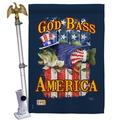 Breeze Decor God Bass America 2-Sided Polyester 4 x 3 ft. Flag Set in Blue | 40 H x 28 W x 4 D in | Wayfair BD-PA-HS-111087-IP-BO-02-D-US18-SB