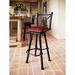 Bloomsbury Market Ajesh Swivel Bar & Counter Stool Upholste/Leather/Metal/Genuine Leather in Red | 42 H x 20 W x 20 D in | Wayfair