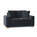 Wade Logan® Anastase 64" Square Arm Loveseat w/ Reversible Cushions Wood/Polyester in Black/Blue/Brown | 36 H x 64 W x 39 D in | Wayfair