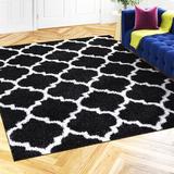 Brown/White 105.12 x 1.77 in Area Rug - Etta Avenue™ Jasmyn Geometric Shag Dark Gray/White Area Rug Polypropylene | 105.12 W x 1.77 D in | Wayfair