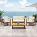 Rosecliff Heights Ternate 4 Piece Rattan Sofa Seating Group w/ Cushions Wood/Natural Hardwoods in Brown/White | Outdoor Furniture | Wayfair