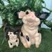 HomeStyles Country Critters Spotted Pink Pig "Purdy w/ Piglet" Whimsical Garden 2 Piece Statue Set Resin/ in Black/Pink | Wayfair 76191