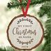 The Holiday Aisle® Engraved Wood Slab Keepsake My First Christmas as Nana Holiday Shaped Ornament Wood in Brown | 0.1 H x 3.5 W x 3.5 D in | Wayfair