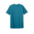 Men's Big & Tall Shrink-Less™ Lightweight Longer-Length Crewneck Pocket T-Shirt by KingSize in Heather Teal (Size 3XL)