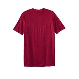 Men's Big & Tall Shrink-Less™ Lightweight Longer-Length Crewneck Pocket T-Shirt by KingSize in Red Marl (Size 3XL)