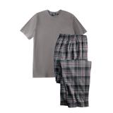 Men's Big & Tall Jersey Knit Plaid Pajama Set by KingSize in Black Plaid (Size 3XL) Pajamas