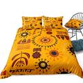 Duvet Cover Set Colorful Bohemian Exotic Ethnic Style Retro Funky Pattern Dance Moves Instruments Art Print Home Decor Bedding Set (Style 7#, King 230x220cm)