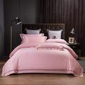 Zangge Bedding 100% Cotton 4pcs Double Size Hotel Quality Duvet Cover Flat Sheet and Pillowcases Pink Bedding Set