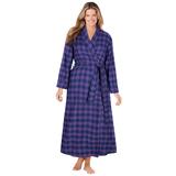 Plus Size Women's Long Flannel Robe by Dreams & Co. in Plum Burst Plaid (Size L)