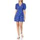 French Connection Women's Puff Sleeve Printed Dress, Clement Blue Multi, 8
