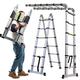 Telescopic Ladder Aluminum Extension Portable Collapsible 12.5Ft 3.8M(1.9M+1.9M) A Frame Ladder 12 Tread, DIY Folding Climb Step Ladder Multi-Purpose Compact Home Stair Work Ladder EN131