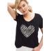 Plus Size Women's Love Ellos Graphic Tee by ellos in Black Zebra Heart (Size 4X)
