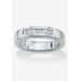 Men's Big & Tall Platinum Over Sterling Silver Cubic Zirconia Wedding Ring by PalmBeach Jewelry in White (Size 10)