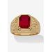 Men's Big & Tall Yellow Gold Plated Simulated Red Ruby Nugget Style Ring by PalmBeach Jewelry in Gold (Size 12)