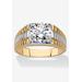 Men's Big & Tall Yellow Gold Plated Cubic Zirconia Two-Tone Textured Ring by PalmBeach Jewelry in Gold (Size 15)