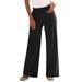 Plus Size Women's Wide-Leg Soft Knit Pant by Roaman's in Black (Size L) Pull On Elastic Waist